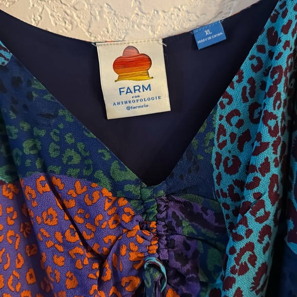 Farm Rio Jungle Cat Print Lined Viscose Bohemian Blouse Size XL - Picture 3 of 6